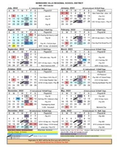 School Calendar 2022-23 – Berkshire Hills Regional School District